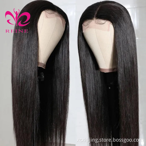REINE   4x4 Lace Closure Wig Straight Human Hair Wigs 28",30" Pre Plucked  Remy double drawn human hair wigs